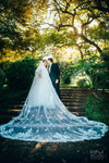 Custom Floral Veil, Lace wedding veil, Two Tier lace Veil, Cathedral Wedding Veil - MARSHA