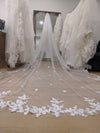 KEZIA - Lace Wedding veil, Vintage lace Wedding Veil, Floral Cathedral Veil, Floral Lace Cathedral Length Veil, Chapel Wedding Veil,Lace Chapel Length Veil
