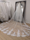 ALEXIS - 3D Floral Lace Wedding Cathedral Veil, Royal Cathedral Length Flower Wedding Veil, Two Tier Floral Lace Veil, 3/5/7/10 meter Ivory Veil, Cathedral lace Veil