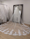 ALEXIS - 3D Floral Lace Wedding Cathedral Veil, Royal Cathedral Length Flower Wedding Veil, Two Tier Floral Lace Veil, 3/5/7/10 meter Ivory Veil, Cathedral lace Veil