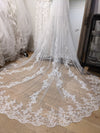 ELLISE - Floral Lace Cathedral Wedding Veil, Bridal Cathedral veil with Comb, Two tier Wedding Veil, Wedding Drop style Veil