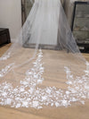 SUZIE - 3D Floral Lace Wedding Cathedral Veil, Cathedral Length Floral Wedding Veil, Two Tier Floral Lace Veil