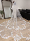 HILTON - Scalloped Lace Wedding Cathedral Veil, Royal Cathedral Length Wedding Veil,  Lace Veil, Cathedral lace Veil