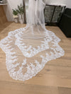 Petula - Scalloped cathedral veil, Royal Cathedral Length scalloped Wedding Veil, Sequined Lace Veil, 5 meter Ivory Veil, Cathedral lace Veil -Petula