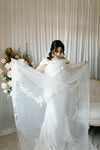 MARY - Ready to Ship Veil (Rush Order) -Lace Wedding Long Veil, Two Tier Floral Lace Veil, Drop Style Blusher with Lace