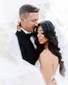 KAREN Lace Mantilla Cathedral Veil – One-Tier Wedding Veil with Scalloped Lace Trim