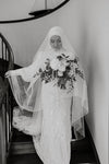 KIRA - Enchanting Stone and Pearl Embellished Cathedral Wedding Veil, Rhinestone Veil, Pearl Wedding Veil : A Radiant Bridal Accessory