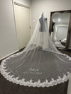 GEMMA Mantilla Lace Wedding Veil – Custom Embroidered Initials & Wedding Date | Cathedral Lace Bridal Veil