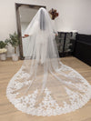 Kristy - Sequined  Lace Wedding Cathedral Veil, Royal Cathedral Length Wedding Veil, Two Tier Lace Veil, Cathedral lace Veil