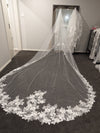KAREN Lace Mantilla Cathedral Veil – One-Tier Wedding Veil with Scalloped Lace Trim