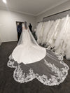 Rochelle  - Mantilla Scalloped edge cathedral veil, Lace Wedding Veil,  Royal Cathedral Length scalloped Wedding Veil, Mantilla Lace Veil, 5 meter Ivory Veil, Cathedral lace Veil
