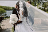 KAREN Lace Mantilla Cathedral Veil – One-Tier Wedding Veil with Scalloped Lace Trim
