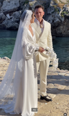 GEMMA - Alencon/French lace Mantilla Wedding Veil, Cathedral Alencon/French lace Mantilla Wedding Veil,  1 tier cathedral Mantilla Lace Veil,Lace Mantilla Bridal Veil in Cathedral