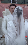 GEMMA - Alencon/French lace Mantilla Wedding Veil, Cathedral Alencon/French lace Mantilla Wedding Veil,  1 tier cathedral Mantilla Lace Veil,Lace Mantilla Bridal Veil in Cathedral