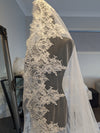 Amber - Alencon/French lace Mantilla Wedding Veil, Cathedral Alencon/French lace Mantilla Wedding Veil,  1 tier cathedral Mantilla Lace Veil,Lace Mantilla Bridal Veil in Cathedral