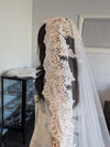 ISABEL- Cathedral Length Lace Mantilla Wedding Veil ,  1 tier cathedral Mantilla Lace Veil,Lace Mantilla Veil in Cathedral, Lace Wedding Veil, Bridal Veil