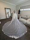 LINDA - Lace Wedding Cathedral Veil, Lace Wedding Veil, Royal Cathedral Length Wedding Veil, Two Tier Floral Lace Veil, Cathedral lace Veil