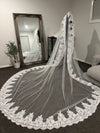 EMMA - Alencon/French lace Mantilla Wedding Veil, Cathedral Alencon/French lace Mantilla Wedding Veil,  1 tier cathedral Mantilla Lace Veil,Lace Mantilla Bridal Veil in Cathedral (Copy)