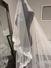 Arden - Scalloped Royal Cathedral Wedding veil, Long Dramatic 5 Meter Lace Bridal Veil