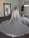 LINDA - Lace Wedding Cathedral Veil, Lace Wedding Veil, Royal Cathedral Length Wedding Veil, Two Tier Floral Lace Veil, Cathedral lace Veil
