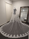 Miranda – Alençon French Lace Hooded Mantilla Cathedral Wedding Veil