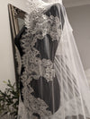 Miranda – Alençon French Lace Hooded Mantilla Cathedral Wedding Veil