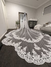 Arden - Scalloped Royal Cathedral Wedding veil, Long Dramatic 5 Meter Lace Bridal Veil