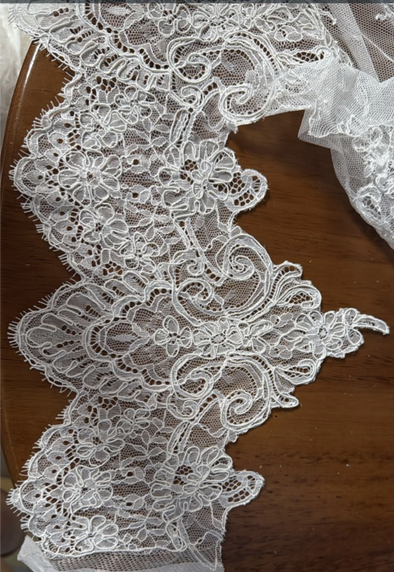 Rossella - Alencon/French lace Mantilla Wedding Veil, Cathedral Alencon/French lace Mantilla Wedding Veil,  1 tier cathedral Mantilla Lace Veil,Lace Mantilla Bridal Veil in Cathedral (Copy)