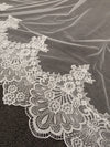 Tamar - Alencon/French lace Mantilla Wedding Veil, Cathedral Alencon/French lace Mantilla Wedding Veil,  1 tier cathedral Mantilla Lace Veil,Lace Mantilla Bridal Veil in Cathedral^