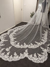 Arden - Scalloped Royal Cathedral Wedding veil, Long Dramatic 5 Meter Lace Bridal Veil