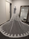 Miranda – Alençon French Lace Hooded Mantilla Cathedral Wedding Veil