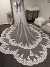 Arden - Scalloped Royal Cathedral Wedding veil, Long Dramatic 5 Meter Lace Bridal Veil