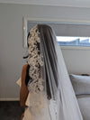 ZOE - Single tier Lace Mantilla Wedding Veil, Short Lace Veil, vory Veil, Bridal Veil, Wedding Veil, Fingertip Mantilla Wedding Veil, White