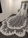 Arden - Scalloped Royal Cathedral Wedding veil, Long Dramatic 5 Meter Lace Bridal Veil