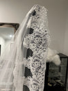 EMMA - Alencon/French lace Mantilla Wedding Veil, Cathedral Alencon/French lace Mantilla Wedding Veil,  1 tier cathedral Mantilla Lace Veil,Lace Mantilla Bridal Veil in Cathedral (Copy)