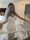 Rochelle  - Mantilla Scalloped edge cathedral veil, Lace Wedding Veil,  Royal Cathedral Length scalloped Wedding Veil, Mantilla Lace Veil, 5 meter Ivory Veil, Cathedral lace Veil