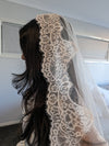 Harper - Alencon/French lace Mantilla Wedding Veil, Cathedral Alencon/French lace Mantilla Wedding Veil,  1 tier cathedral Mantilla Lace Veil,Lace Mantilla Bridal Veil in Cathedral (Copy)
