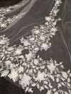 SUZIE - 3D Floral Lace Wedding Cathedral Veil, Cathedral Length Floral Wedding Veil, Two Tier Floral Lace Veil
