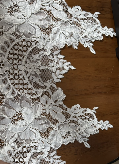 Amber - Alencon/French lace Mantilla Wedding Veil, Cathedral Alencon/French lace Mantilla Wedding Veil,  1 tier cathedral Mantilla Lace Veil,Lace Mantilla Bridal Veil in Cathedral