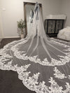 Arden - Scalloped Royal Cathedral Wedding veil, Long Dramatic 5 Meter Lace Bridal Veil