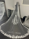 Divine Mother Mary Embroidered Cathedral Wedding Veil – Custom Mantilla Bridal Veil by MWBridals