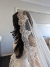 ASHLEY - Alencon/French lace Mantilla Wedding Veil, Cathedral Alencon/French lace Mantilla Wedding Veil,  1 tier cathedral Mantilla Lace Veil,Lace Mantilla Bridal Veil in Cathedral (Copy)