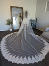 ISABEL- Cathedral Length Lace Mantilla Wedding Veil ,  1 tier cathedral Mantilla Lace Veil,Lace Mantilla Veil in Cathedral, Lace Wedding Veil, Bridal Veil