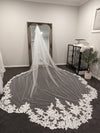 LILY - Opulent Two-Tier Cathedral Lace Veil Adorned with Subtle Clear Sequins
