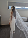 ZOE - Single tier Lace Mantilla Wedding Veil, Short Lace Veil, vory Veil, Bridal Veil, Wedding Veil, Fingertip Mantilla Wedding Veil, White