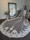OLGA - Lace Wedding Veil, Royal Cathedral Length Wedding Veil, Detailed Floral Lace Bridal Veil