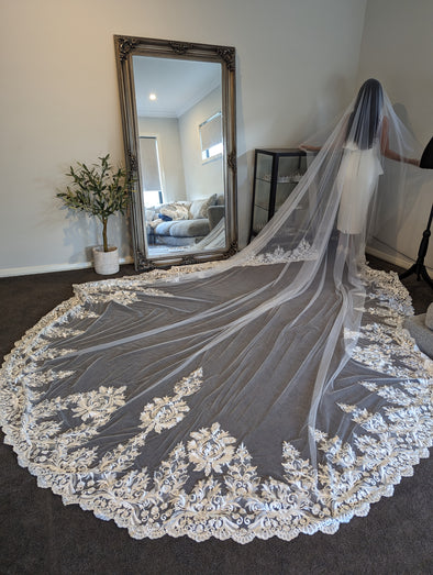 OLGA- Ready to Ship Veil - Wedding Veil, Royal Length Wedding Veil