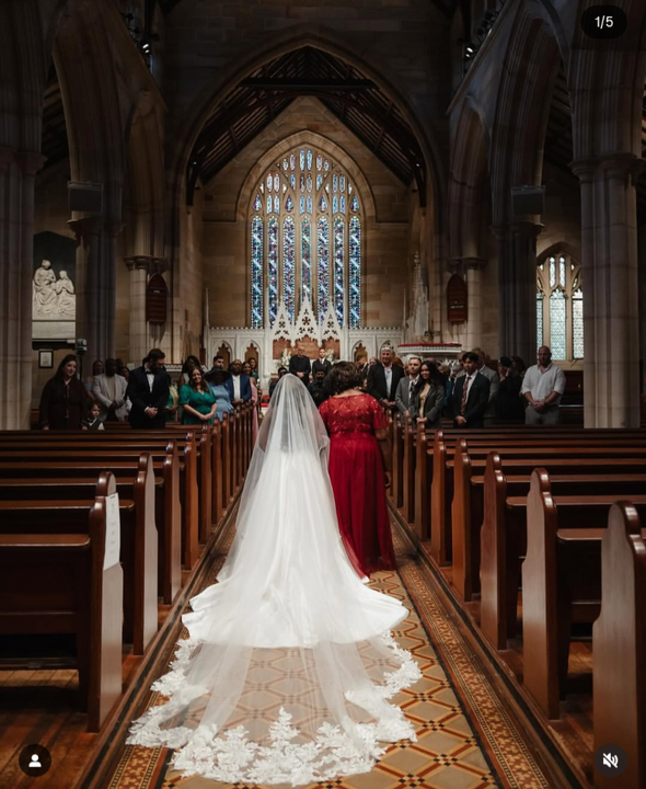 LILY - Opulent Two-Tier Cathedral Lace Veil Adorned with Subtle Clear Sequins