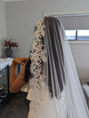 ZOE - Single tier Lace Mantilla Wedding Veil, Short Lace Veil, vory Veil, Bridal Veil, Wedding Veil, Fingertip Mantilla Wedding Veil, White