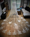 Flower leaf lace veil, 2 Tier Wedding cathedral veil, Custom veil, Floral 3D Wedding Veil - BRIE